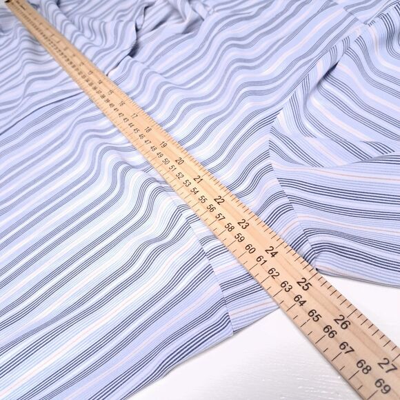 Tahari Women Plus 1x Top Blue & White Striped Long Sleeve Blouse Button Down - Picture 6 of 8